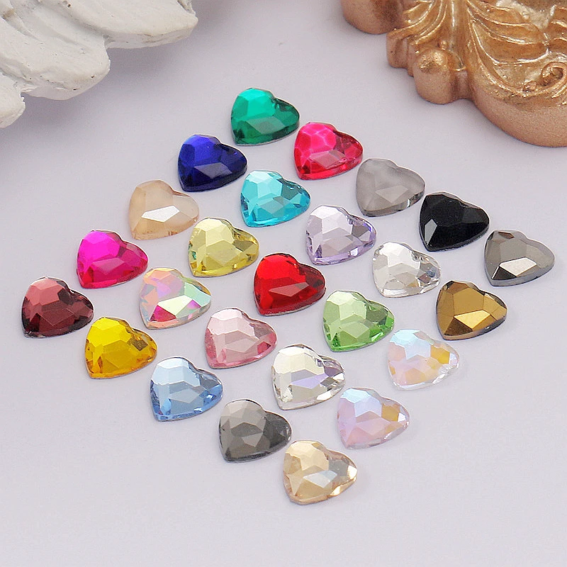20/40PCS 10MM Flatback Love Heart 3D Nail Art Rhinestone Charms Jewelry Parts Accessories For Nails Decoration Manicure Supplies