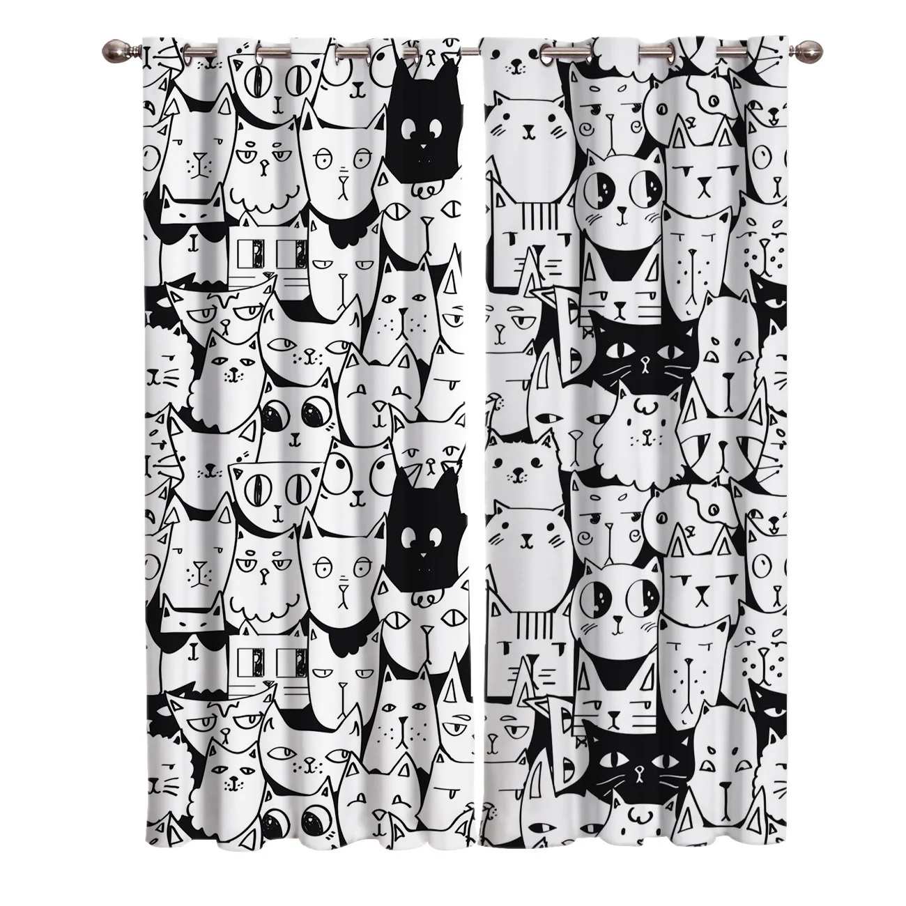 

The Cat Animal Black Window Curtains Curtains for Living Room Decorative Items Living Room