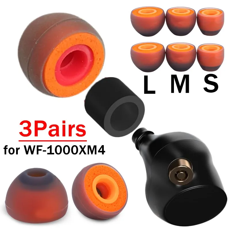 1/2/3 pares de substituição memória espuma eartips para sony WF-1000XM4/1000xm3 universal fone ouvido fones esponja macia almofada ouvido tampões