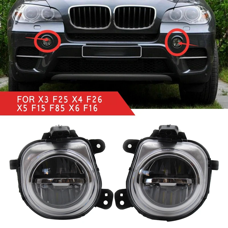 Paire Pare-Chocs Avant Led Antibrouillard Lampe Drl Conduite Lampe Pour-Bmw X3 F25 X4 F26 X5 F15 F85 2014-2016 63177317251 63177