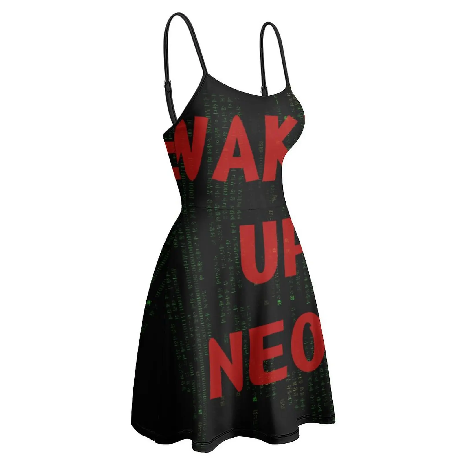 QWERTY MATRIX WAKE UP NEO VERTICAL Cla Women's Sling Dress Top Quality Exotic  Woman's Gown Humor Graphic Cocktails Dresses