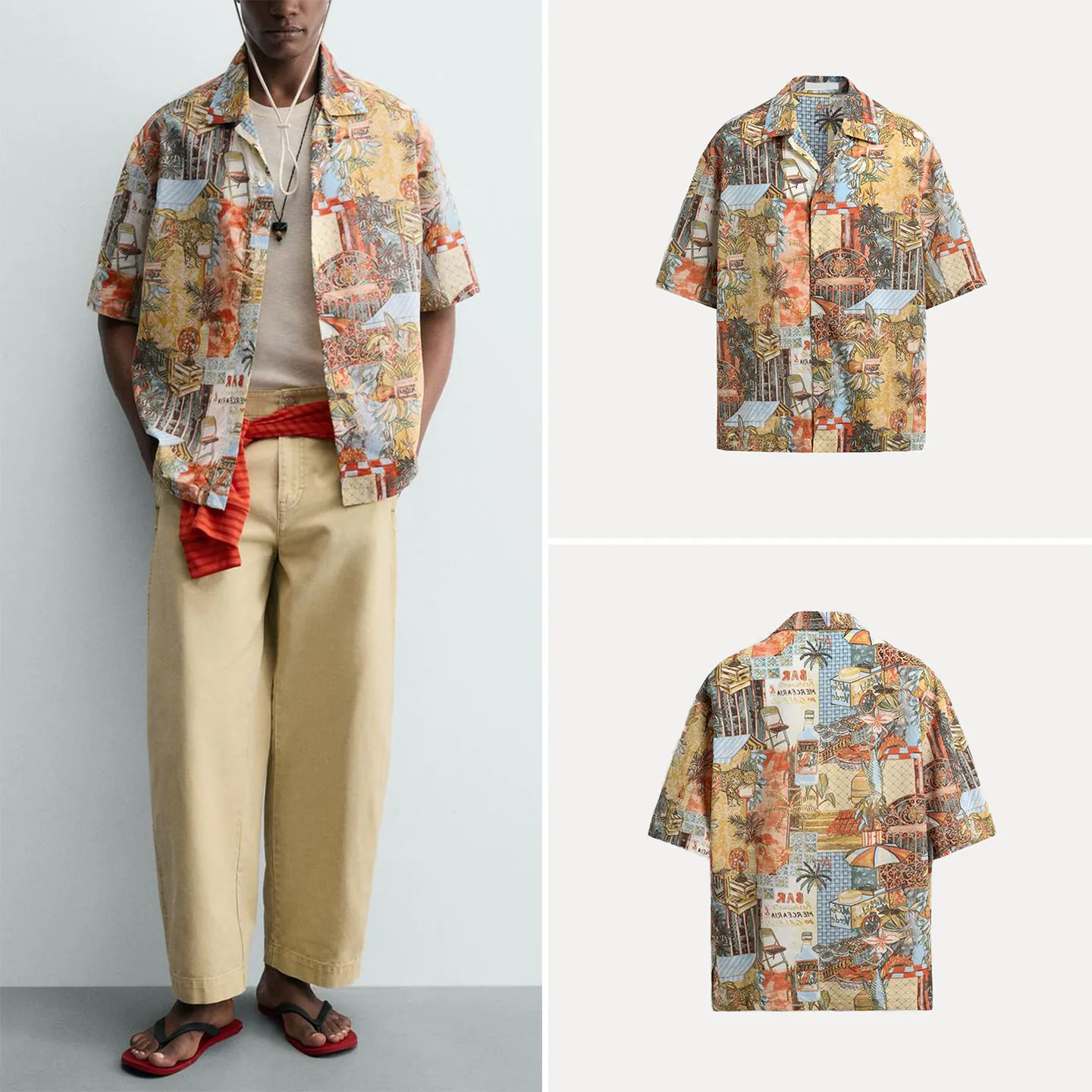

Loose Men's Summer Shirt Streetwear Floral Print Short Sleeve Holiday Casual Standard Fit ZADATA 2026 New Collection