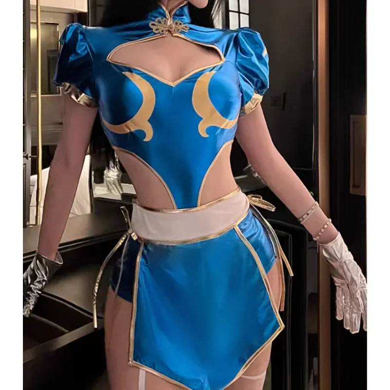 Sexy Split Cheongsam Uniform Cosplay Costume Chunli Zhonghua Niang Set