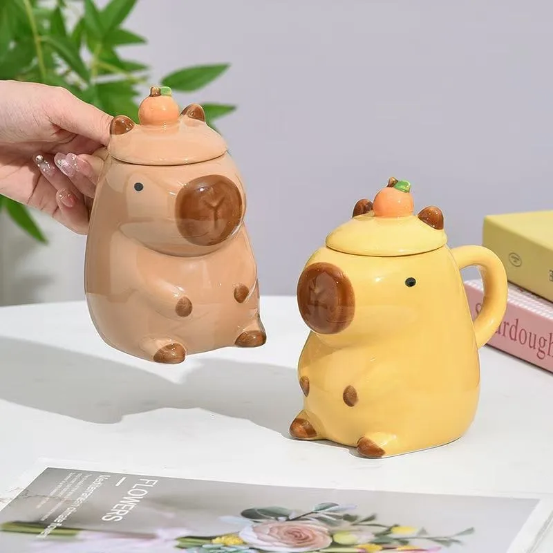 Cute Underglaze Color Cute Kapibala Water Cup Dolphin Makeup Ceramic Home Female Male Coffee Cup Ugly Funny Birthday Gift