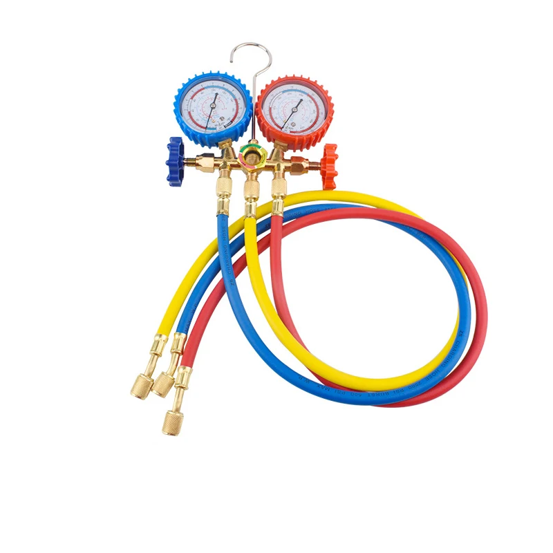 Refrigerant Manifold Gauge Air Condition Refrigeration Set Air Conditioning Tools with Hose and Hook for R22 R134A