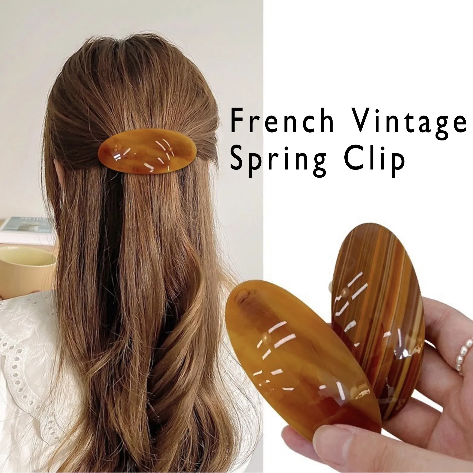 2024 New Elliptical Arc Hairpin Hair Accessories Women's Spoon Clip Spring Clip Hair Clip Top Clip Simple Wholesale Headpiece