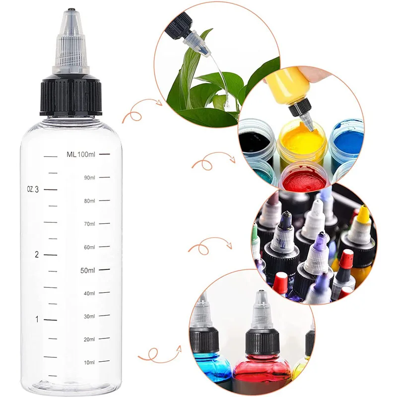 1 Stuks 30Ml-500Ml Navulbare Plastic Pet Fles Olie Vloeibare Druppelaar Flessen Draai Dop Voor Tattoo Pigment Inktlotion Containers