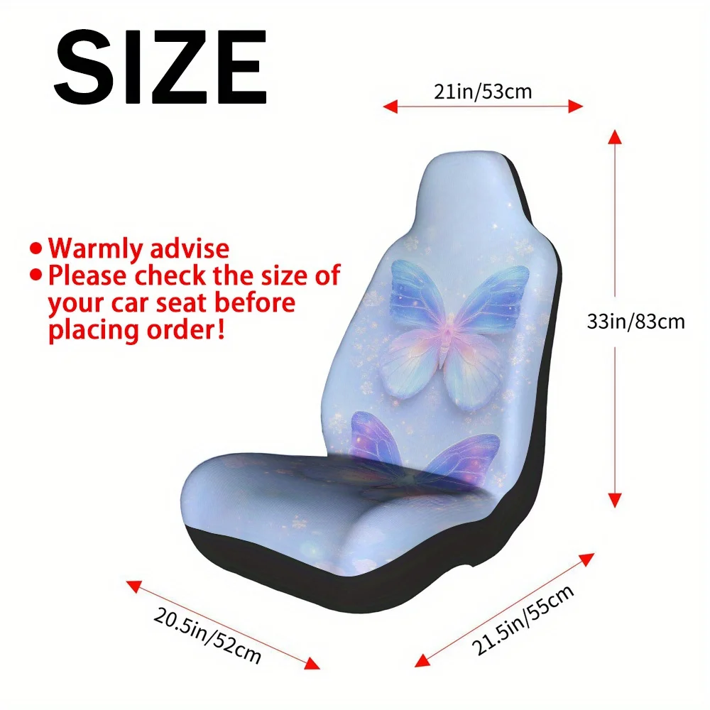 2pcs, Decorative Colorful Butterfly Duo Design Car Seat Covers, Lightweight Washable Fabric, Fit Adds Fashion Accent And Enhanc