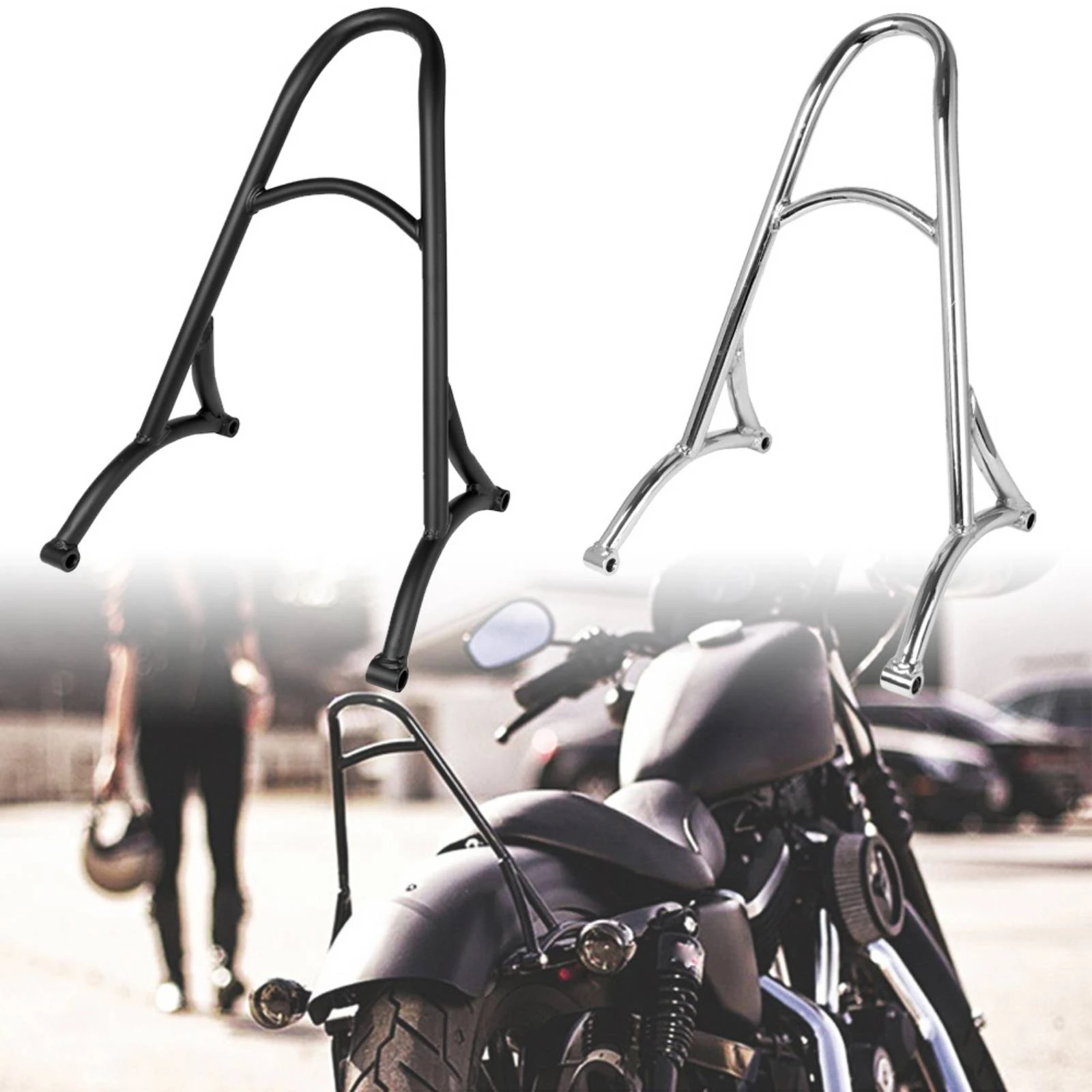 Harleymotorcycle Brand 883 Backrest Rack Easy to Install XL1200 Rear Backrest Support Rack Sissy Bar Practical Rust-Resistant