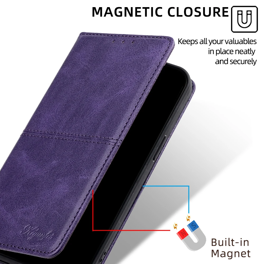 Retro Magnetic Flip Book Case for OPPO A60 Reno 12 11F F25 A3 Pro Logo embossed Leather Protective Cover Kickstand Case Funda