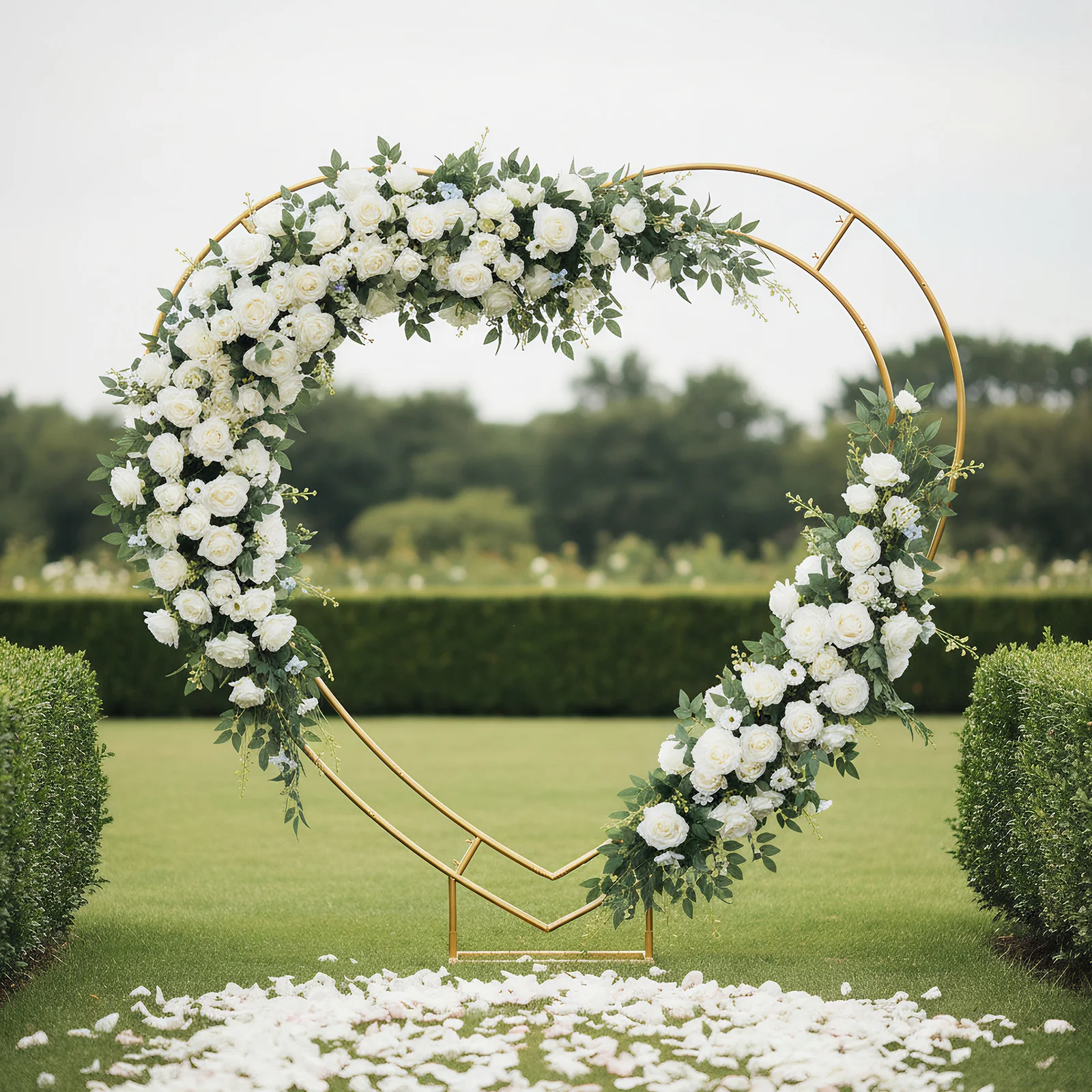 

Double-Layered Wedding Balloon Arch 6.7FT Heart Shaped Flower Stand Reusable for Ceremony Valentines Day Birthday Party Decor