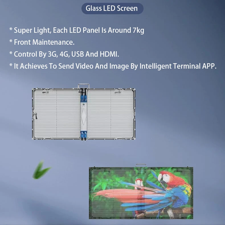 Full Color HD Advertising Ultra Thin Glass Led Wall Panel Event LED Screen Clear Transparent Led Display
