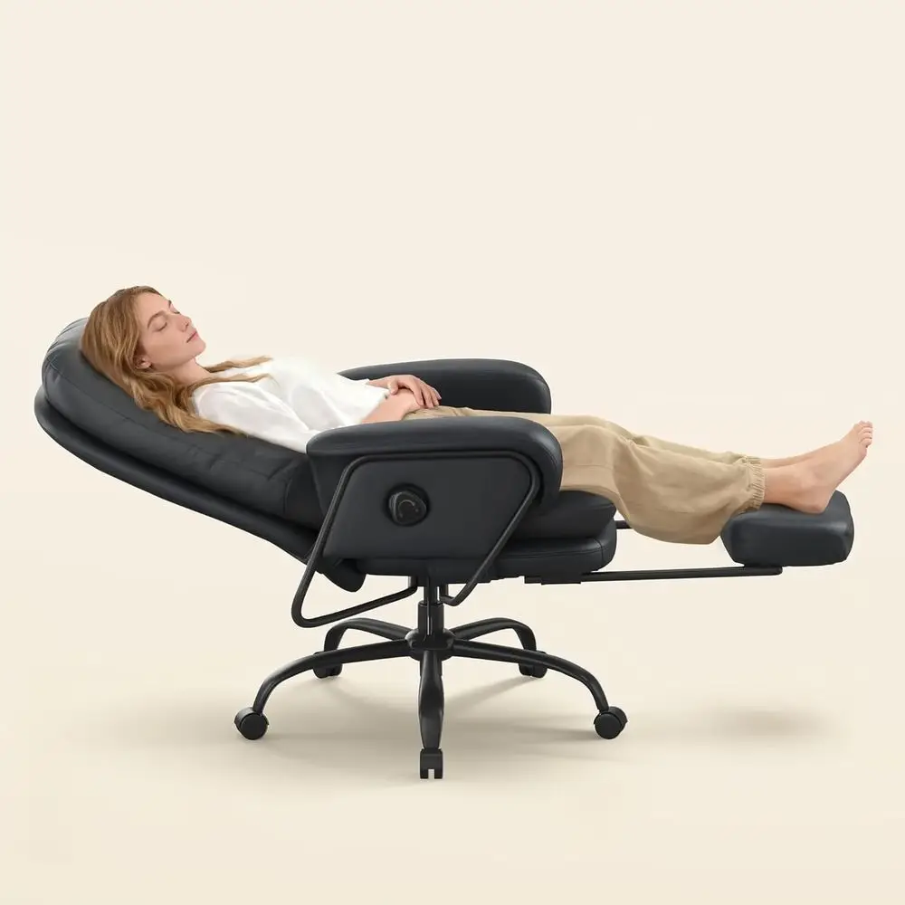 Adjustable 2-in-1 Reclining Chaise Lounge Chair with Wheels, 90-165° Tilt, Lumbar Support, Ideal for Home Office, Gaming, and Re