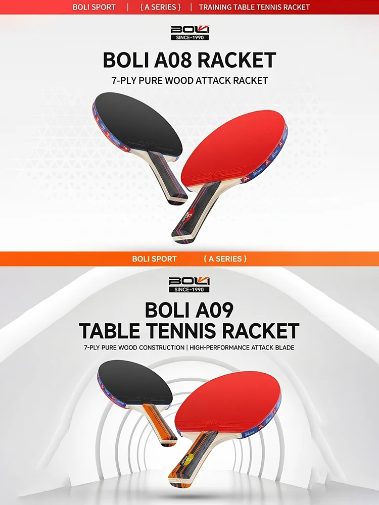 Boli Table Tennis Racket Set, Training Table Tennis Racket Set, 2 Rackets + Table Tennis Combo Set