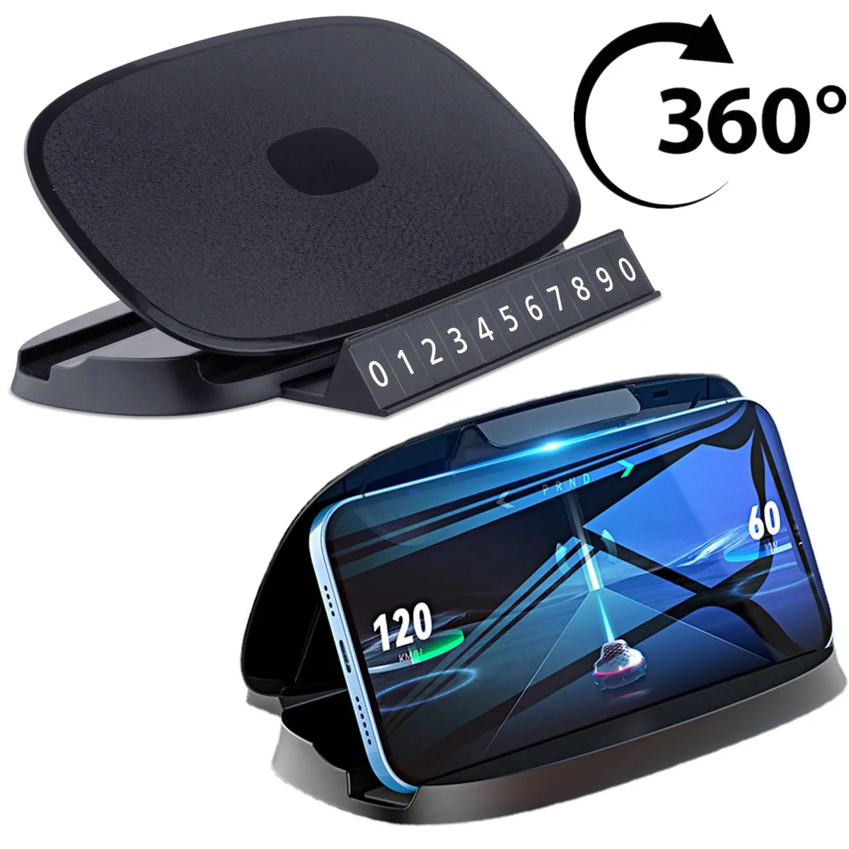 

Dashboard Car Cell Phone Holder Clip Mount 360° Rotatable Car Phone Holder with Non-slip Silicone Pad for 4-6.5"