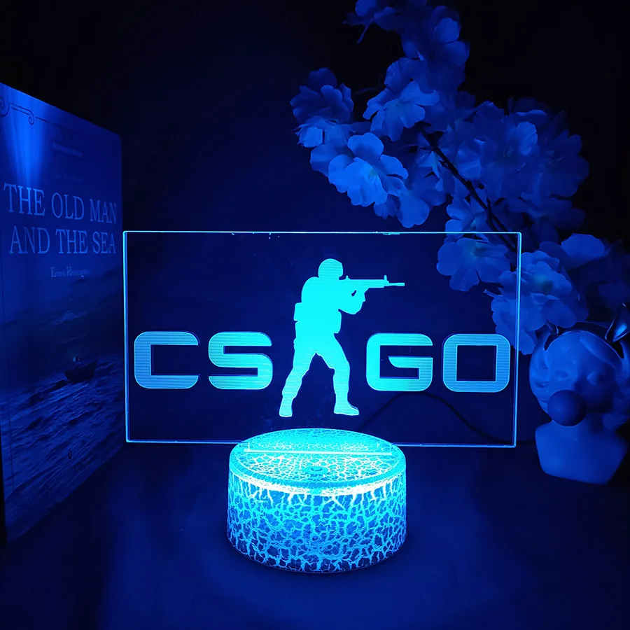 CS GO LOGO Nightlight 7 Color Changing Counter-Strike Game Mood Lamp Christmas Gift for Gamers Streaming Backlight Atmosphere