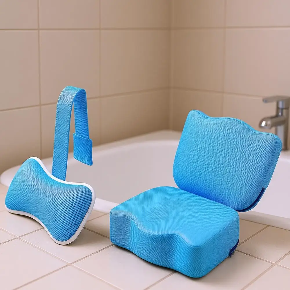 

Portable Hot Tub Seat with Bath Pillow, Adjustable Height Spa Cushion, Suction Cups, Back Support