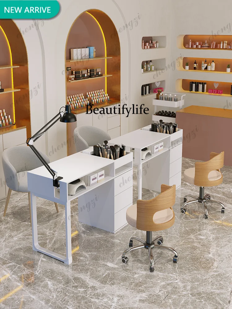 TTT Japanese Nail Tables Beauty Salon Minimalist Vacuum Cleaner Double Manicure Desk Table Professional Manicure Tables