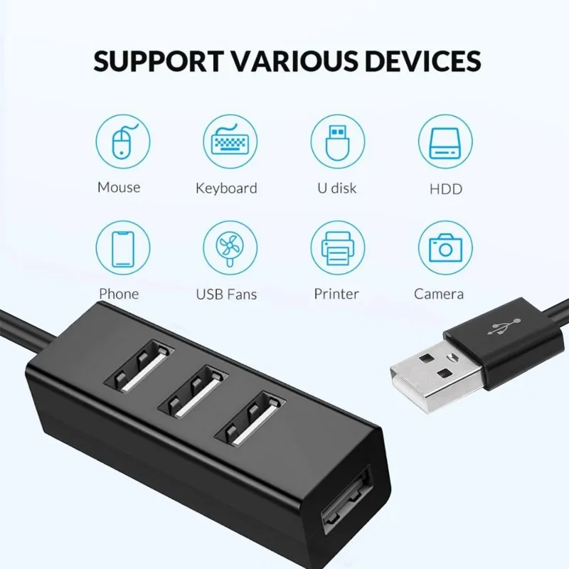 Hub USB2.0 Multi High Speed 4 Port USB Expander Power Adapter USB 2.0 One To Four Docking Station for PC Laptop Computer Adaptor