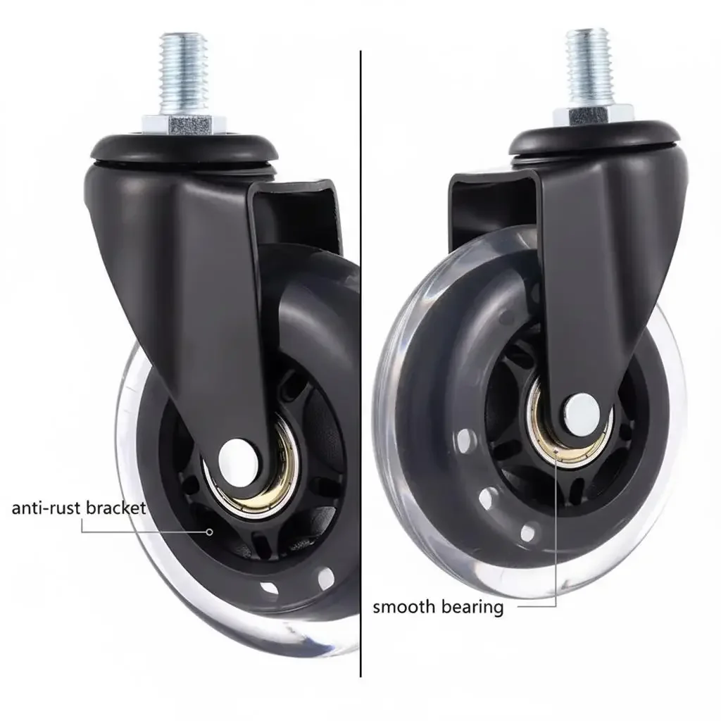 (Pack of 6) 3-Inch M8/M10 PU Casters for Furniture & Office Equipment-Silent, High-Load Capacity, Floor-Protecting Wheels