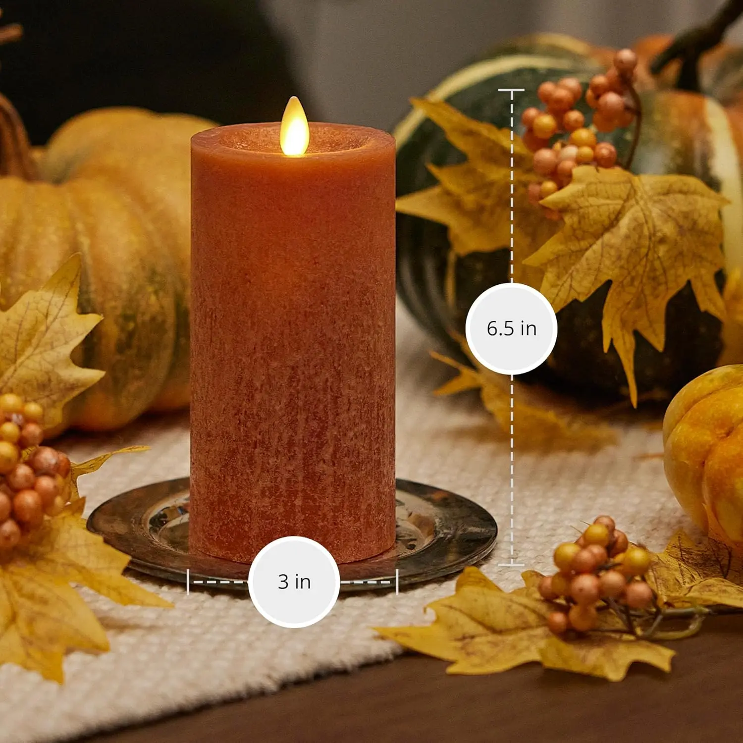 Pilar de vela LED sem chama com temporizador, textura de cera real, operado por bateria para decoração segura de casa