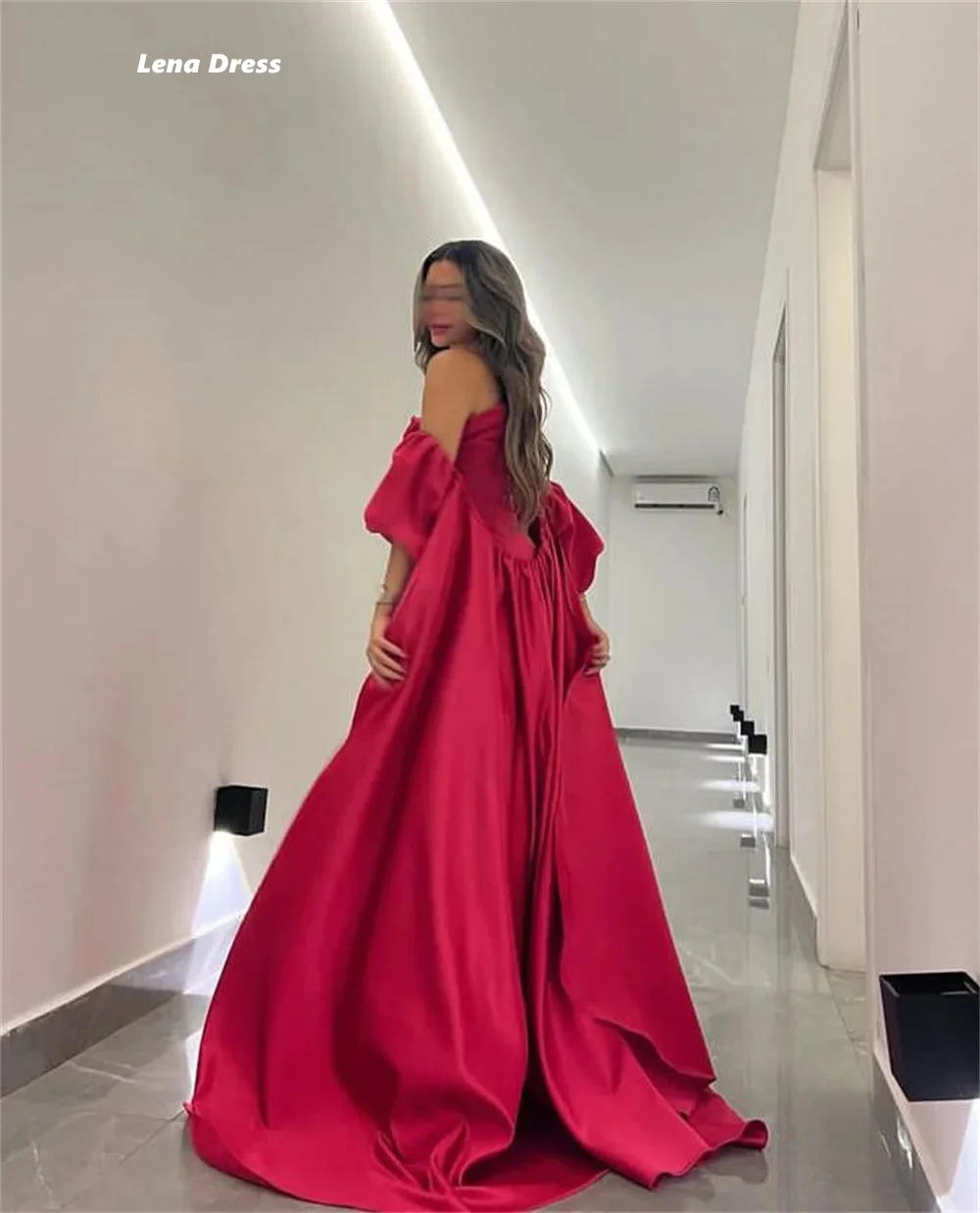 Lena Satin Luxurious Women's Evening Dresses Woman Elegant Red Off the Shoulders Graduation Dresses for Formal Occasions Party