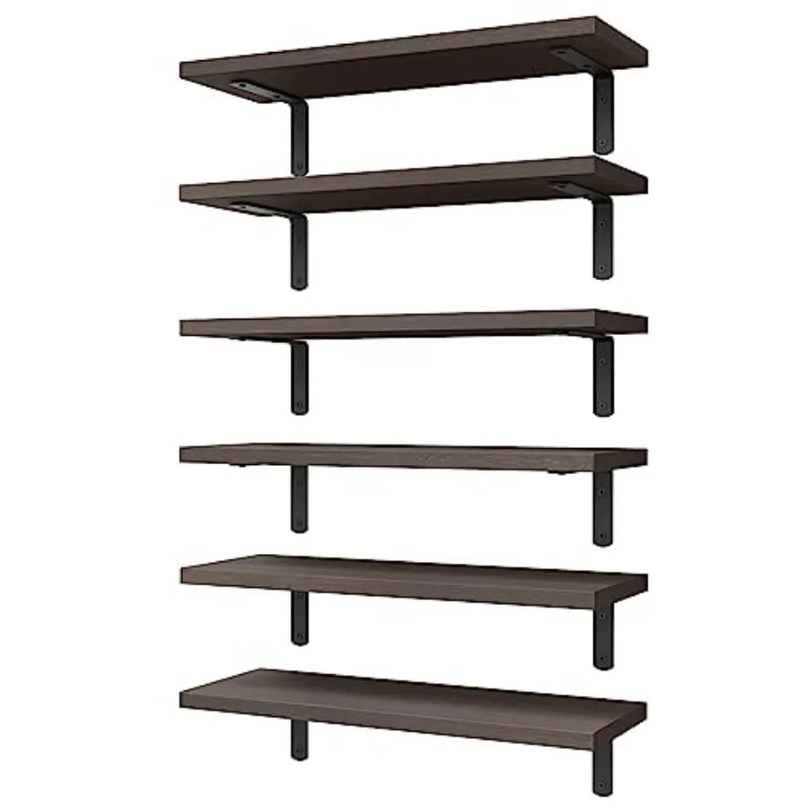 

Wood Floatg Shelves Set of 6, Shelves for Wall Decor, Farmhouse Shelf for Bedroom, Bathroom Storage Shelves, Book Shelves for L