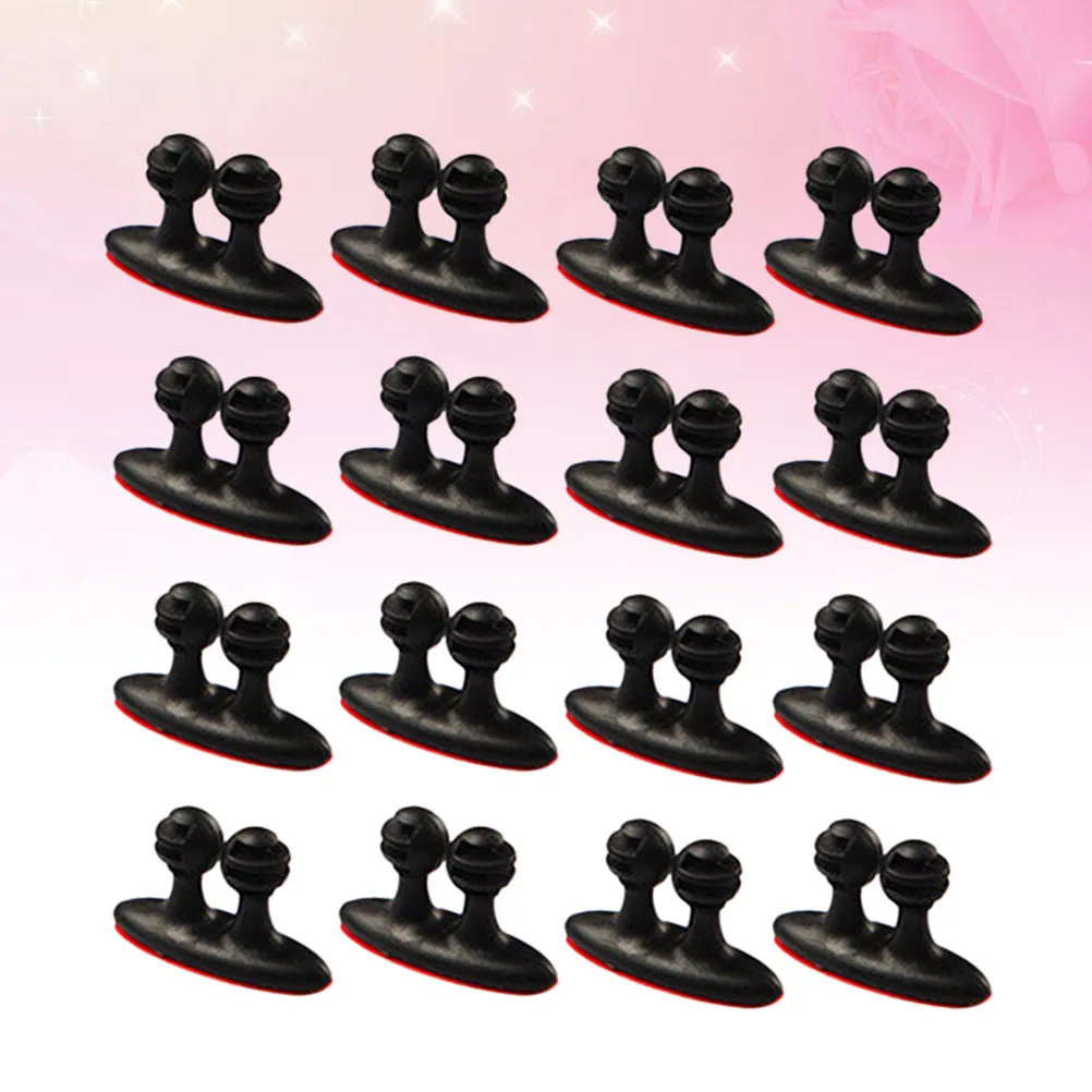 16Pcs Wire Clips Car Cable Organizer Multipurpose Cord Clips Charger Holder Fixer Desk Wall Clamp Black Car Wire Cord Clip