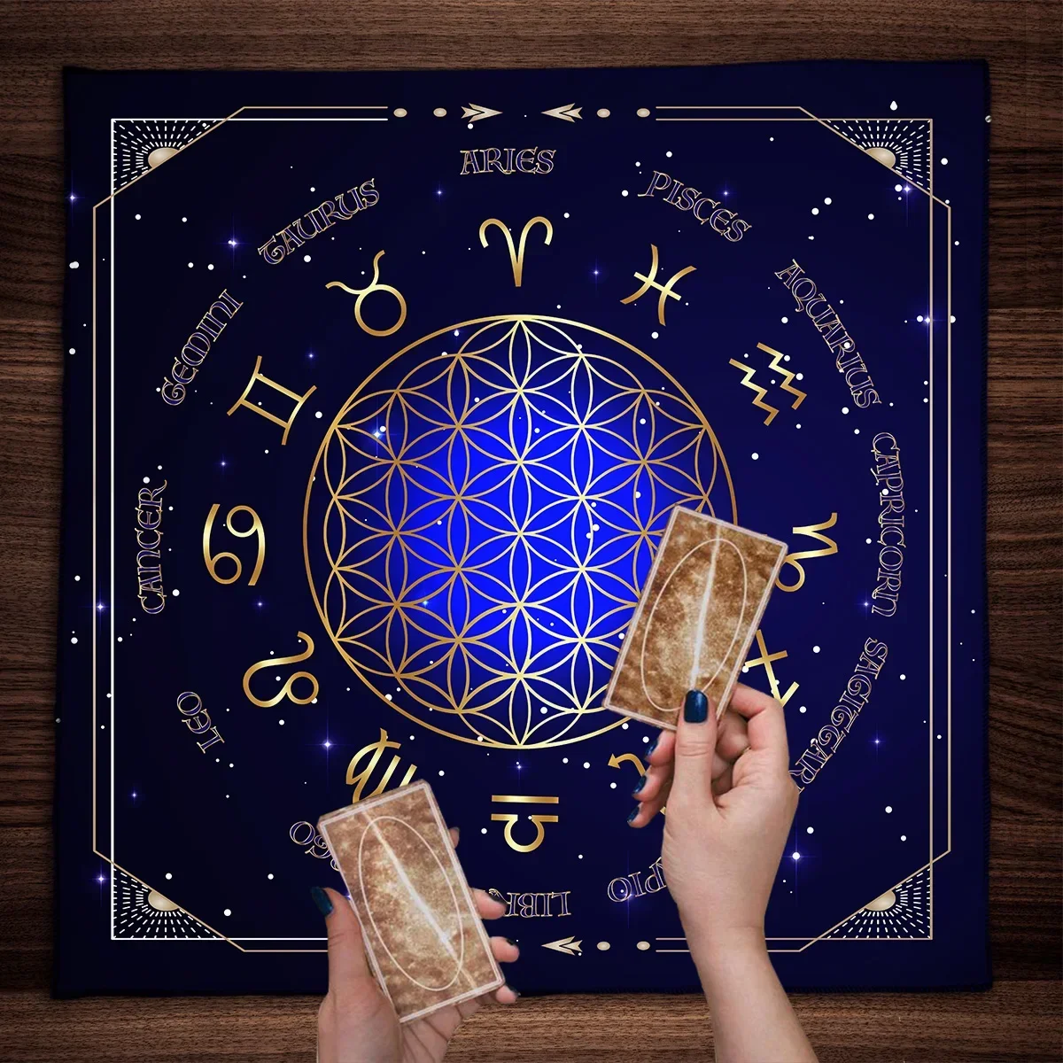 Wheel Of The Zodiac Tarot Tablecloth Mandala Altar Cloth Tarot Mat Witchcraft Divination Astrology Board Game Decor Art Poster