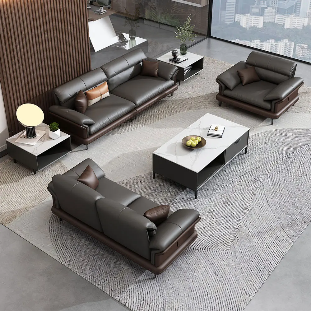 

Luxury Modern Leather Office Sofa Set Commercial Furniture for Home Office and Bedroom Elegant Corner Sofa Design