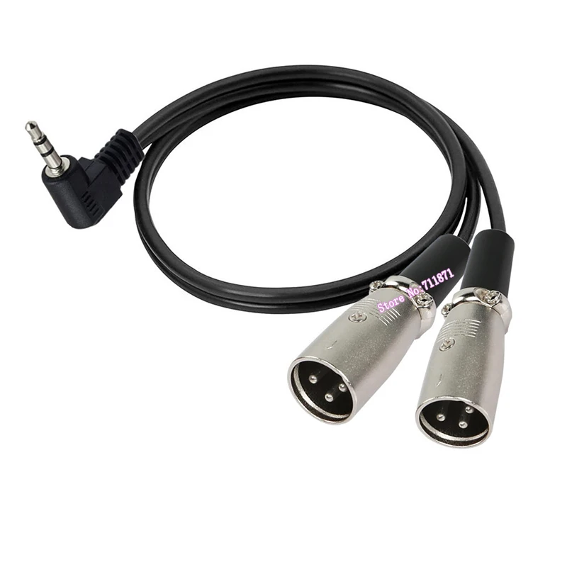90도 직각 벤드 스테레오 TRS 3.5mm 남성 - 더블 XLR 남성 어댑터 케이블 라인 TRS 3.5mm XLR 캐논 어댑터 라인 커넥터