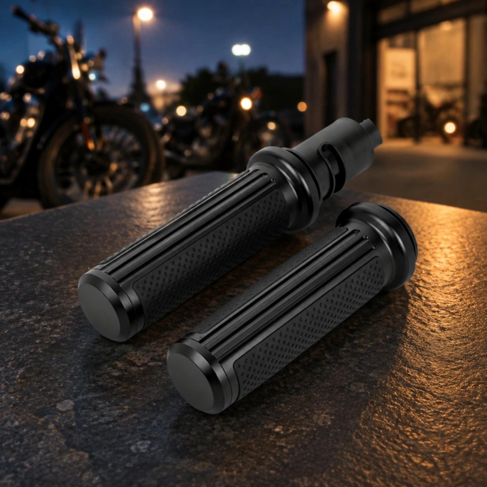 Motorcycle Hand Grips with Bar End Cap Textured Motorcycle Handlebar Grips Bar End Cap Plug Non-Slip Aftermarket