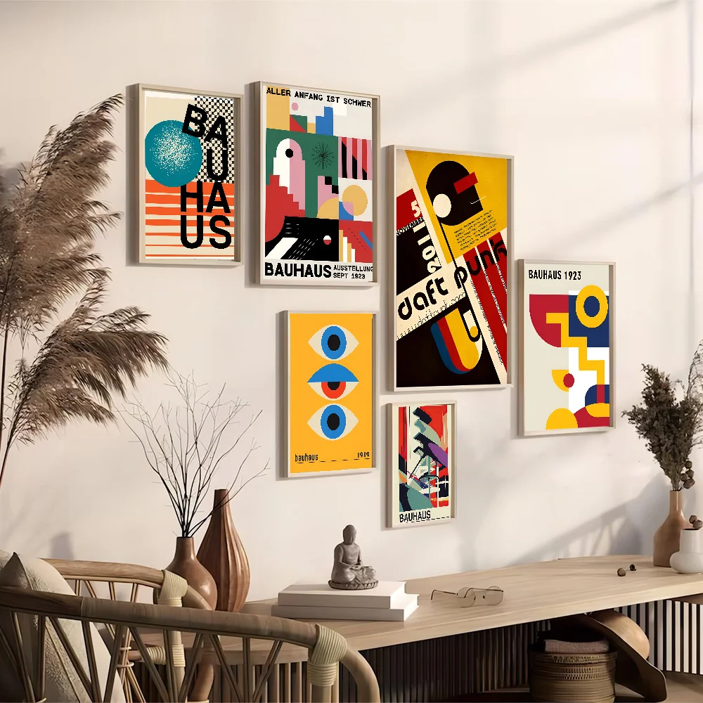 Mid Century Bauhaus Self-adhesive Art Poster Whitepaper Prints Posters Artwork Aesthetic Art Wall Painting