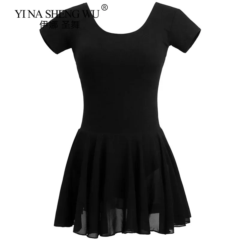 Jupe de Ballet en mousseline de coton pour femmes, robe à manches courtes pour adultes, Costume de spectacle de Ballet, danse, gymnastique
