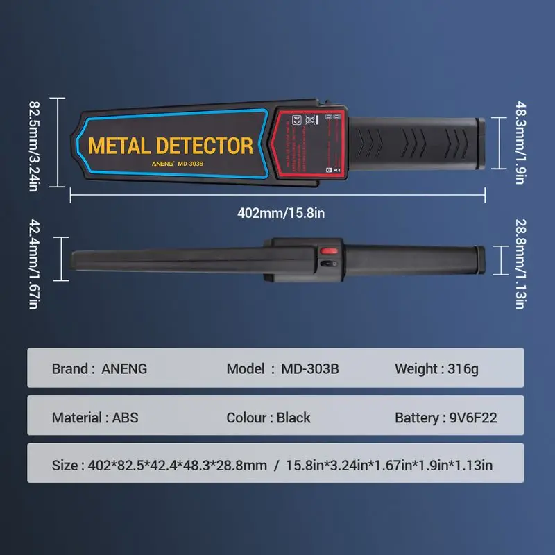 MD303B Metal Detector Security Scanner Handheld Metal Detector Wand Small Portable Inspection Scanning Instrument Professional