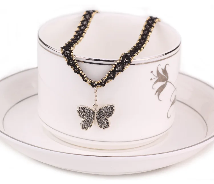 Collana, catena alla clavicola in pizzo, collana a farfalla da donna, collana sexy, collare da donna