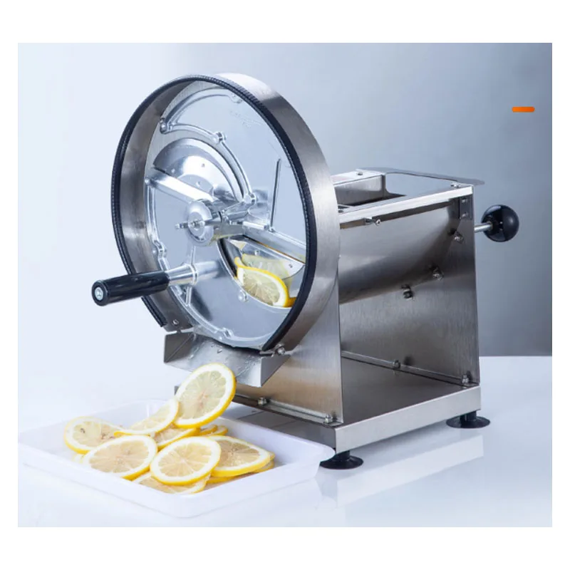 All Steel Body Manual Fruit Vegetable Slicer, Manual Slicing Artifact with Discharge Chute for Lemon Ginger Garlic, Stable Cutti