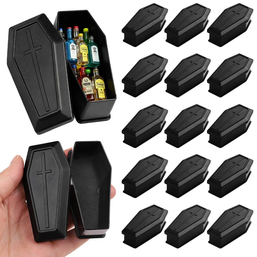 

6/12pcs Coffin Halloween Box Prank Ornament Plastic Candy Gift Treat Box Halloween Party Haunted House Decoration DIY Crafts