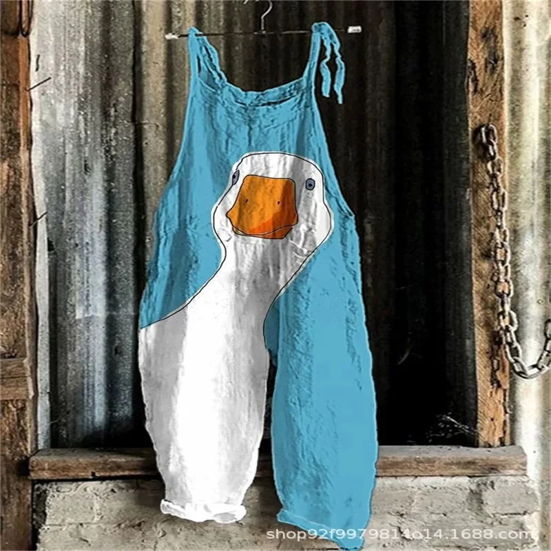 Women's spring hot fashion cute jumpsuit, retro oil painting style 3D print halter jumpsuit, comfortable sexy adjustable halter