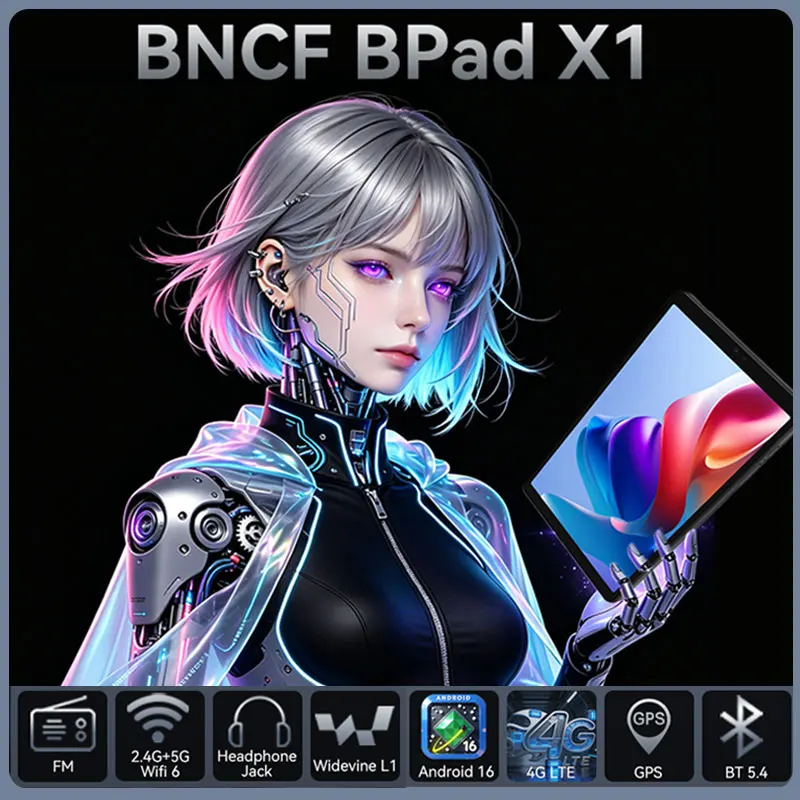 BNCF BPad X1 Android 16 Tablet 8.68" 90Hz IPS Screen 4GB Physical+12GB Virtual RAM  5000mAh 4G LTE Kids Learning Portable Tablet