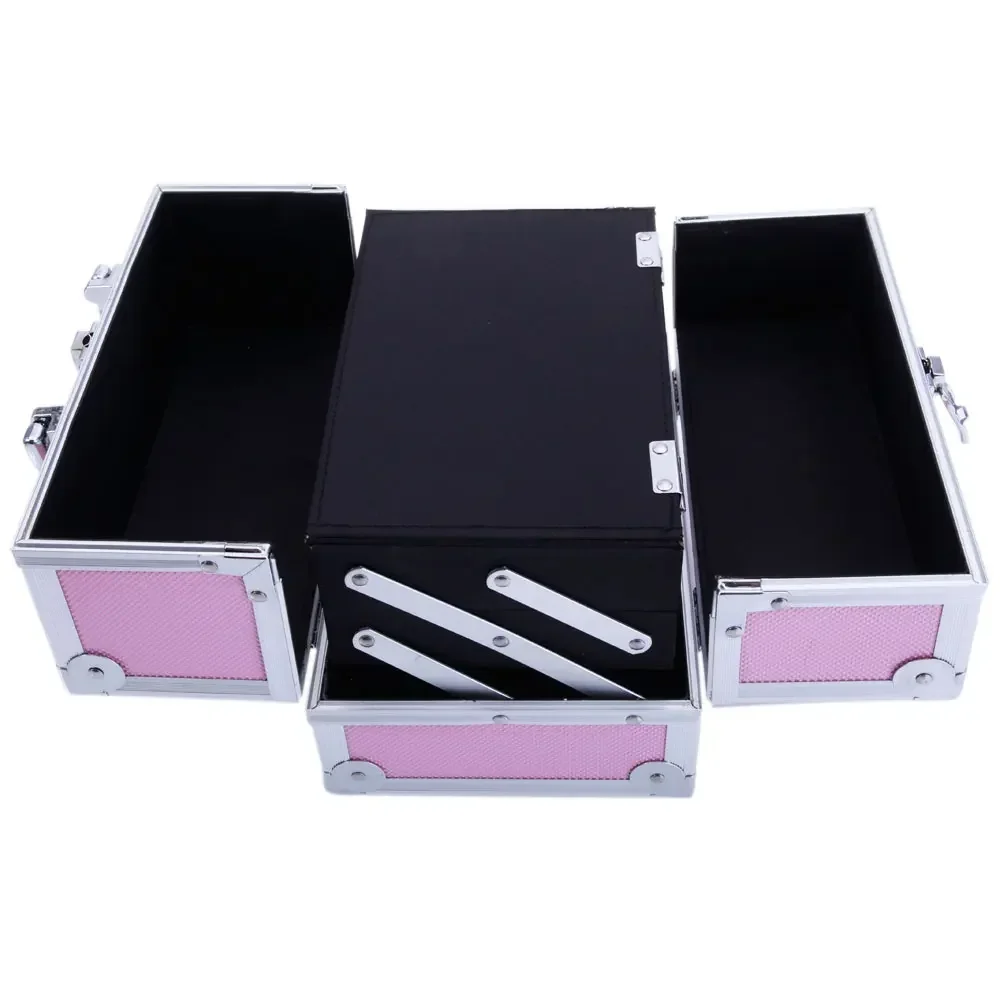 Make-up-Zugetui aus Aluminium, Schmuckschatulle, Kosmetik-Organizer mit Spiegel, 22,9 x 15,2 x 15,2 cm, Rosa