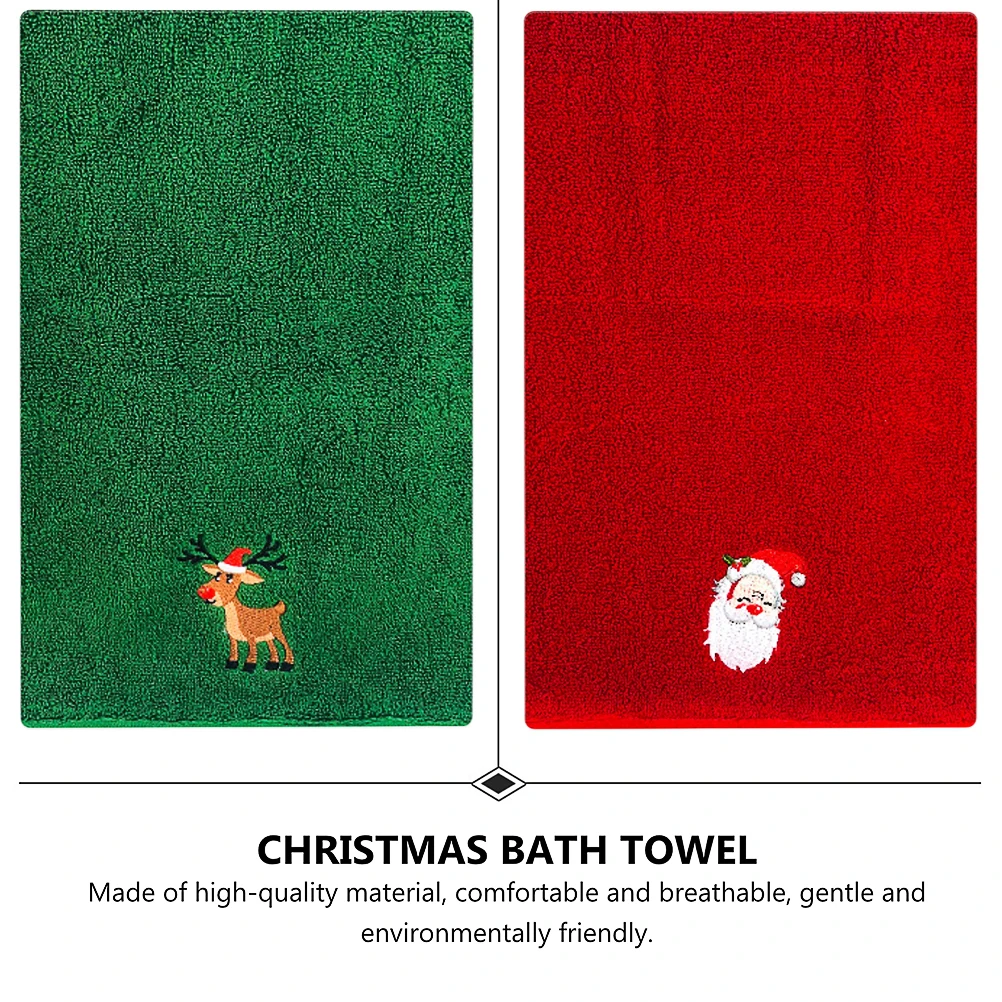 

3Pcs Christmas Bath Towels and Face Towels Set Red Cotton Towel for Holiday Xmas Gift Home Bathroom Use