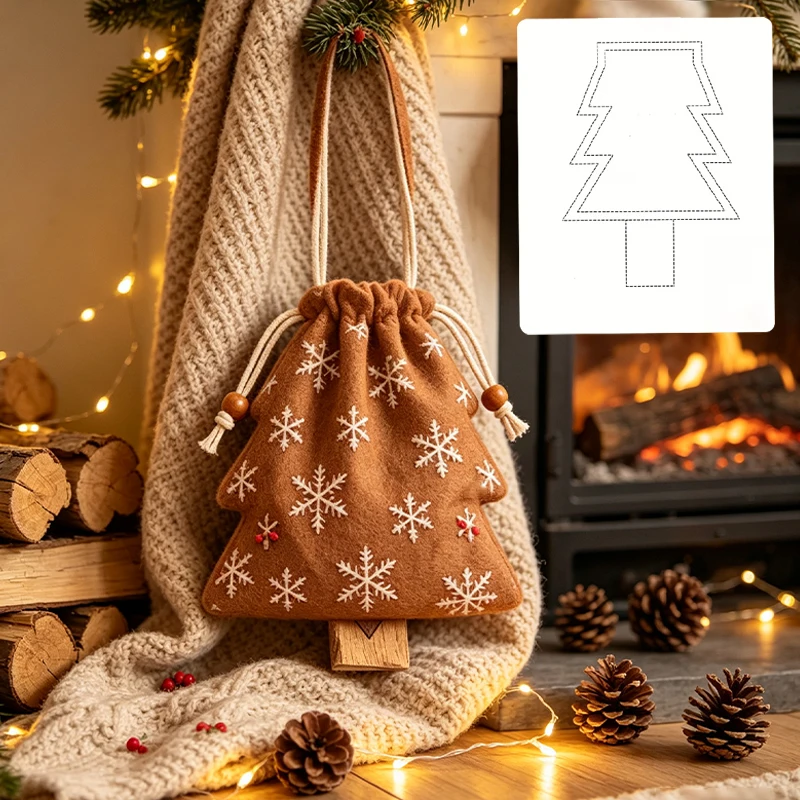 YOMDID 1pc Christmas Tree Sewing Template For Quilting, DIY Christmas Gift Bags, Craft Hollow-Out Template With Tree Pattern