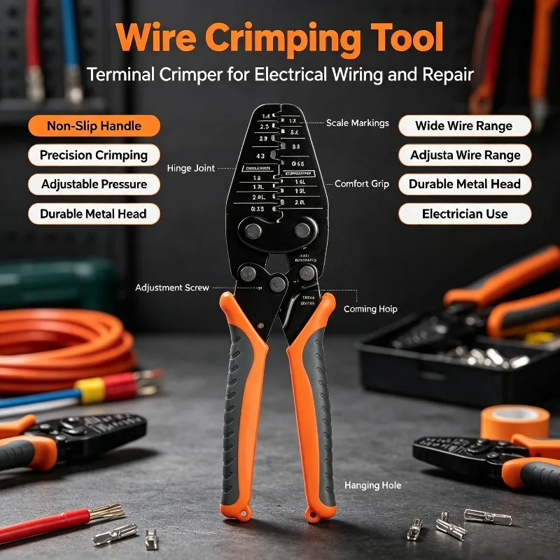 1442L Crimping Plier Multifunctional P707 Terminal Connector Tool For Insert Spring Plug‑in Terminal Wire Harness Processing