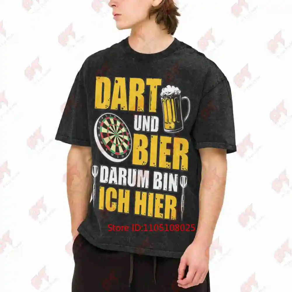Darts Beer German Text Dart Und Bier Dartboard Mug Humorous Player Vintage Washed Tee Pure Cotton T-Shirt