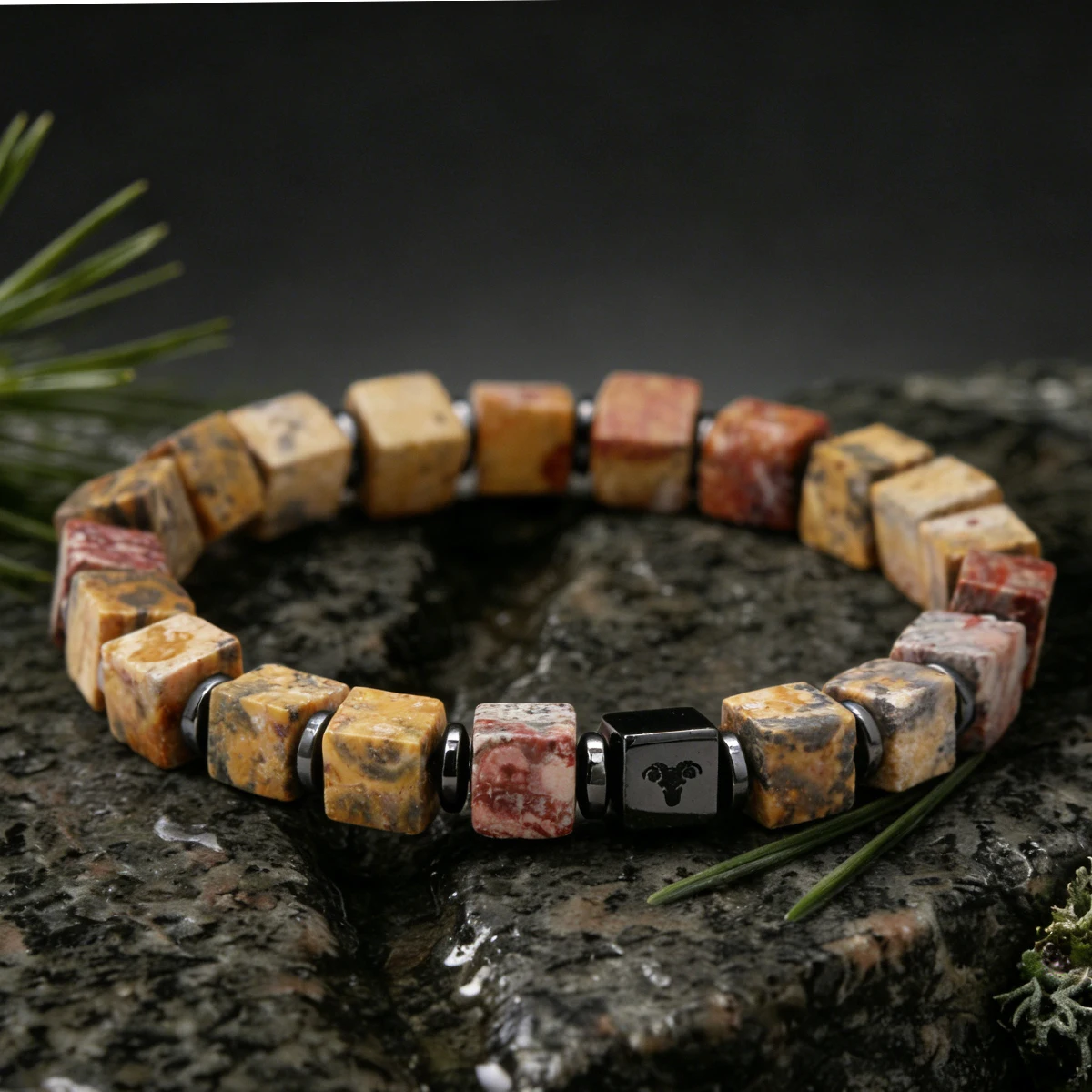 

12 Zodiac Natural Picture Stone Bracelet for Men Aries Virgo Leo Libra Charm Bangle Women Friendship Jewelry on Hand Gifts