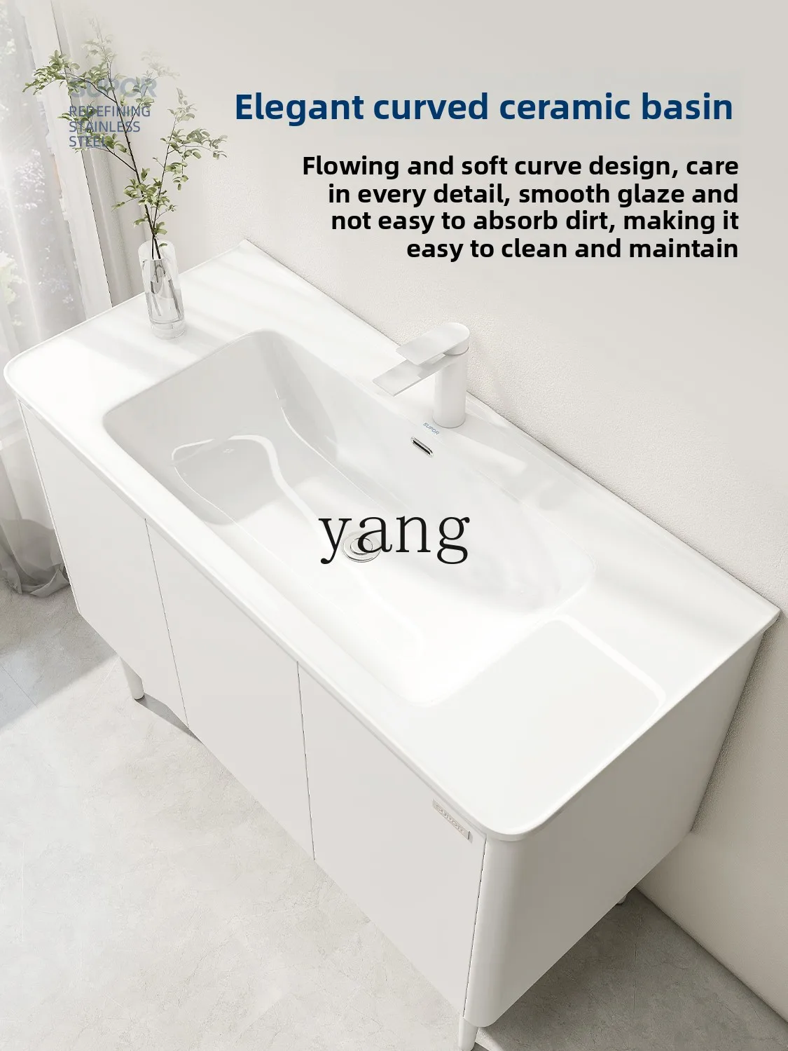 LH floor-to-ceiling stainless steel bathroom cabinet ceramic integrated basin wash basin wash table wash