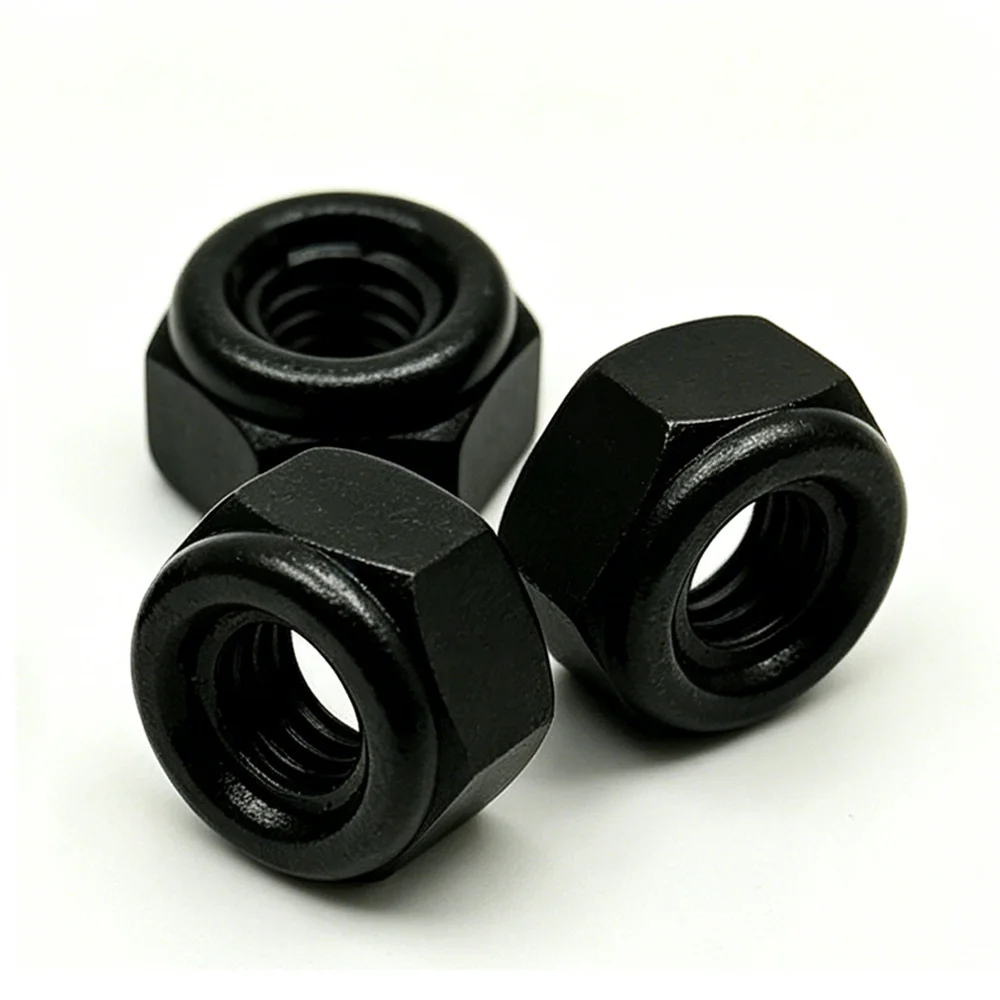 5-100 Stück Kohlenstoffstahl Schwarze Sechskant-Sicherungsmutter M2 M2.5 M3 M4 M5 M6 M8 M10 M12 Nylon-Sicherungsmutter Selbstsichernde Sicherungsmutter
