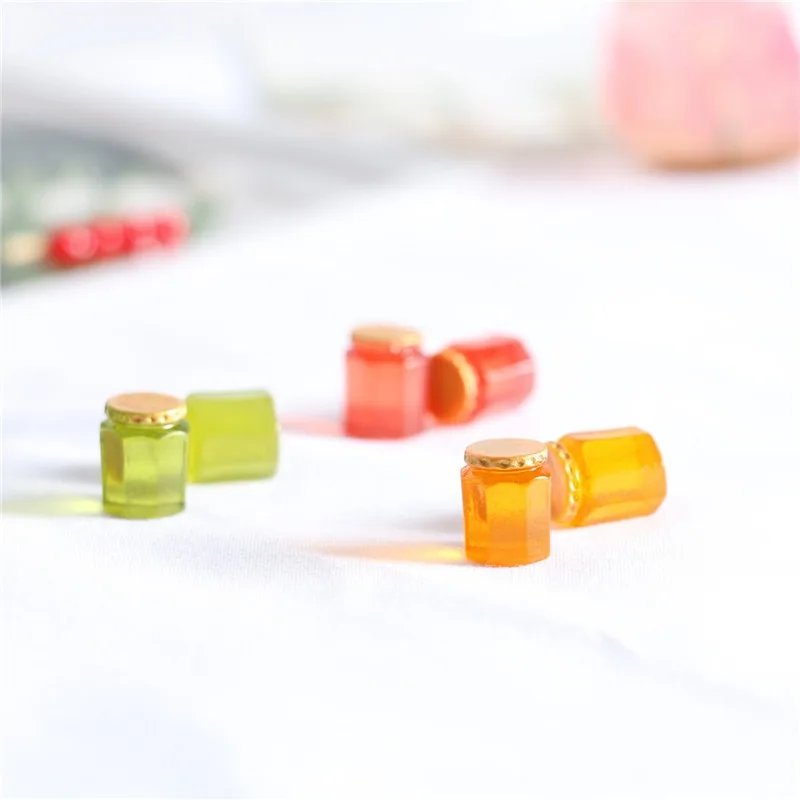 10pcs Dollhouse Miniature Food Toy Honey Jar Honey Jar Jam Small Ornament