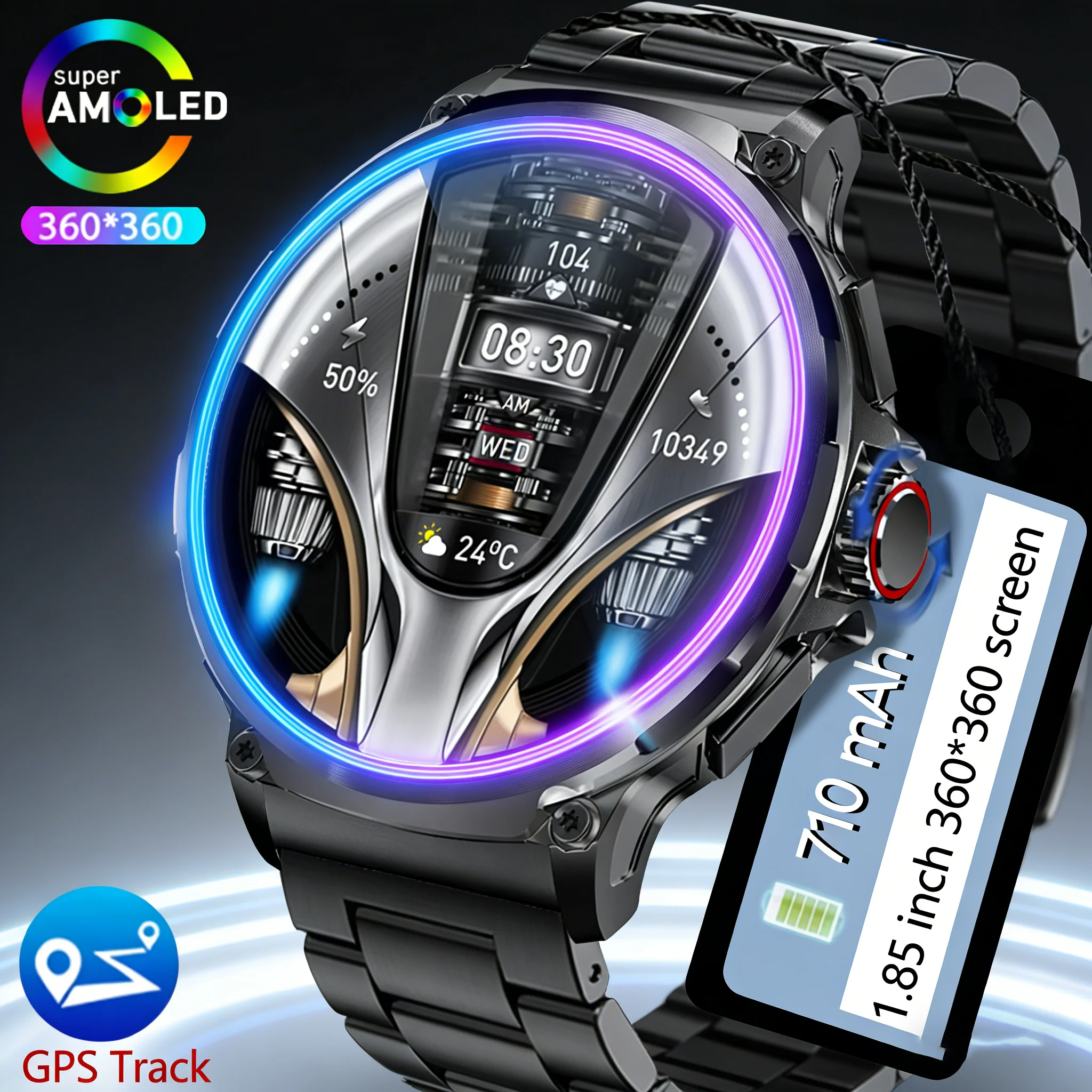

2026 New 1.85 inch Men Smart Watch Outdoors Sports 700mah Large Battery IP68 Waterproof LED Fitness Tracker Smartwatch Man Gifts